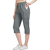 Toumett Women's Cargo Capris Hiking Pants Quick Dry Lightweight Athletic Outdoor Travel Loose Fit Casual Capris with Pockets