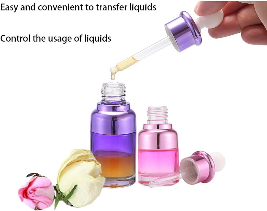 Empty Glass Bottles for Essential Oils Small Lightweight Colorful Bottles Different Sizes Dropping Bottles 6 Pack 1 Plastic Funnel 2 Plastic Droppers 16 Lables: Home Improvement