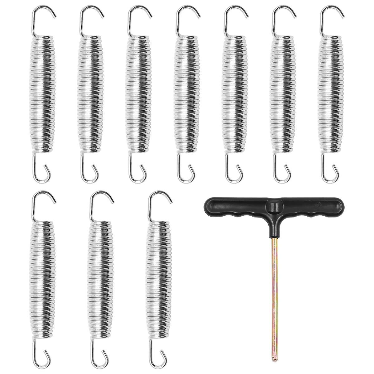 ZONADAH Pack of 10 Pcs 5.8” Springs with Free T-Hook for Trampoline Dual Hook Heavy Duty Rust Resistant Galvanised Steel Trampoline Parts Easy Install Replacement Outdoor
