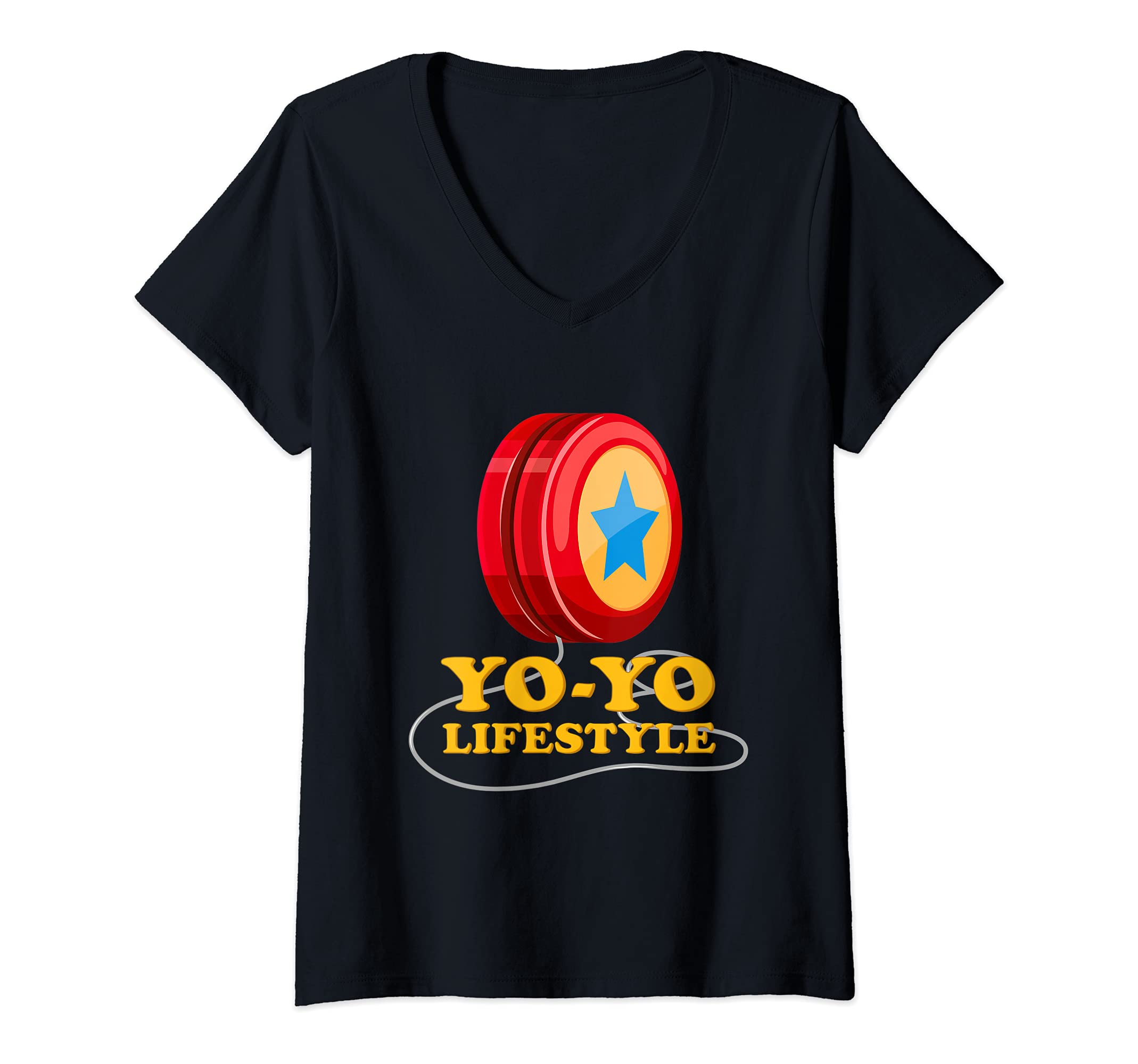 Womens Yo-yo Lifestyle Yoyo Exhibition Master Playing Yoyo V-Neck T-Shirt