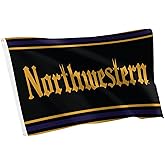 Desert Cactus Northwestern University NU Flag - 3 x 5 Feet Wildcats Banner, Indoor/Outdoor Durable Fabric, 100% Polyester Design (Style A Gothic)
