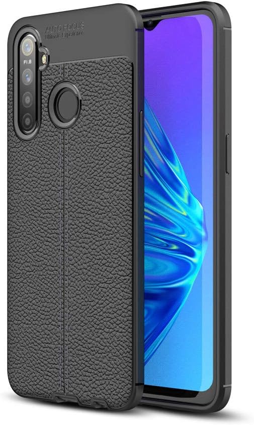 GARITANE Case for Oppo Realme 5/Realme 5i, Anti Slip Ultra Slim TPU+Leather Back Case Shock Absorbing Bumper Protective Cover for Oppo Realme 5/Realme 5i (Black)