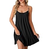 Rooscier Women's Tiered Spaghetti Strap Sleeveless Ruffle A Line Sleepwear Mini Nightgowns