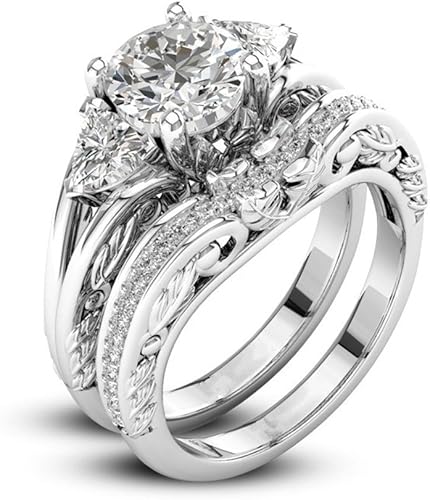 Amazon Rigmookj 指輪 レディース 華奢 人気 ダイヤモンド シルバーリング 誕生石 水晶 フルエタニティリング ファッションリングセットリング ファッション女性贈り物 並行輸入品 リング 通販