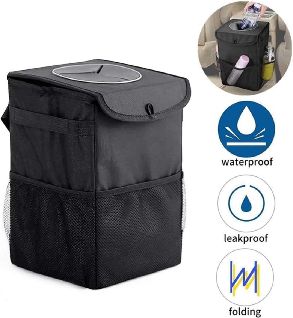 JIOUDI Car Bin, Car Trash Can,Car Rubbish Bin Oxford with Lid and Side