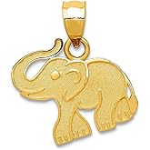 JewelryWeb 14k Yellow Gold Solid Satin Elephant Charm 16x8mm Wide Pendant Necklace for Women