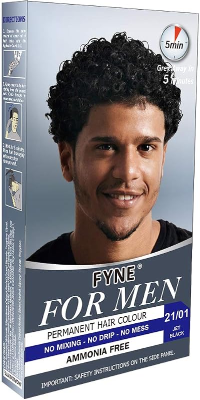 FYNE Jet Black Permanent Hair Colour for Men with Applicator Comb