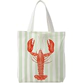 Likjad Floral Stripe Canvas Tote Bag for women, Reusable Grocery Shopping Bags