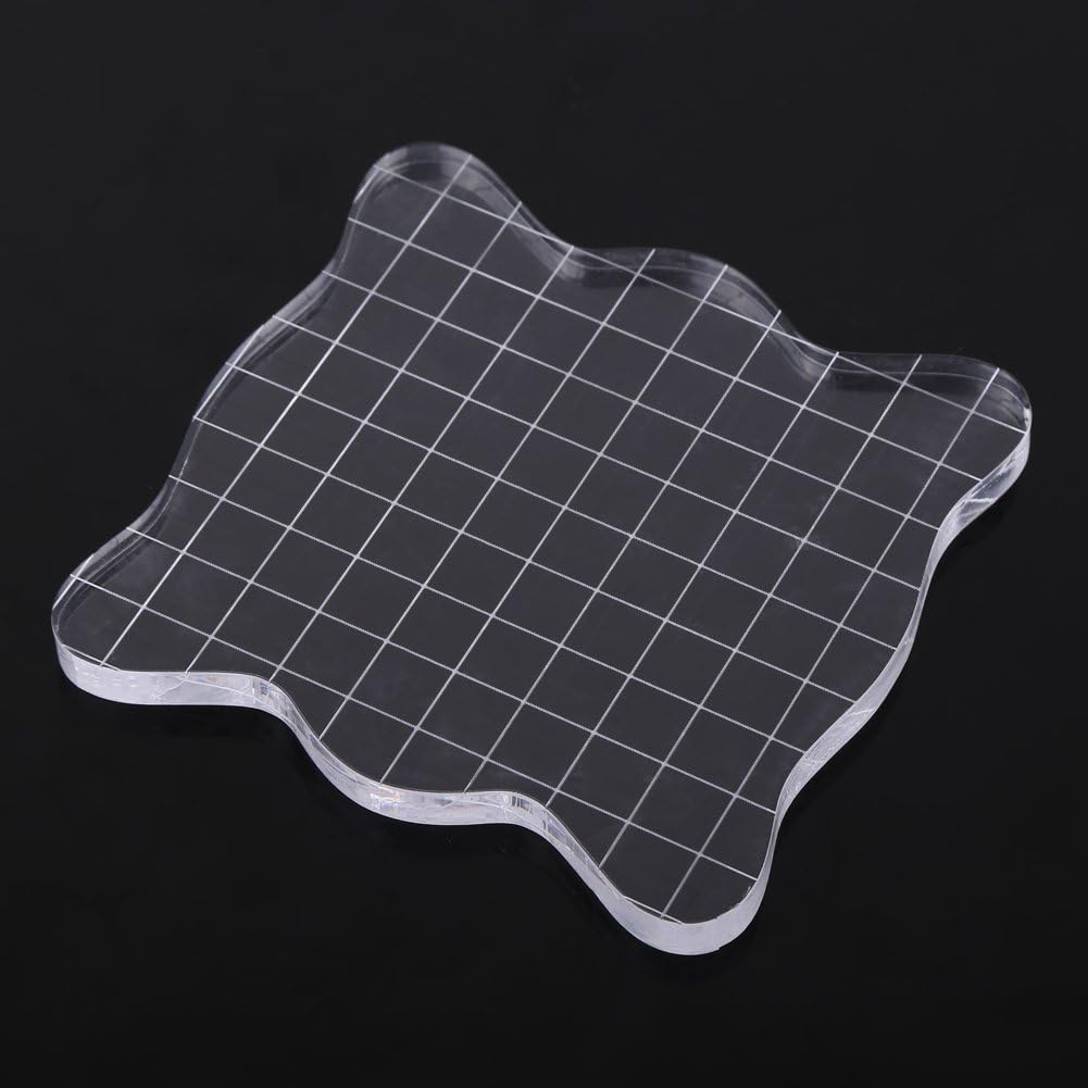 Acrylic Clear Stamping Blocks with Grid,Transparent Stamp Blocks Pad for Scrapbooking Color Stamping Process Essential Tools(1010cm)