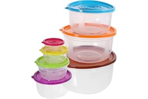 KALLORY 7pcs Plastic Mixing Bowl Set with Lids for Serving, Baking, and Freezer Storage