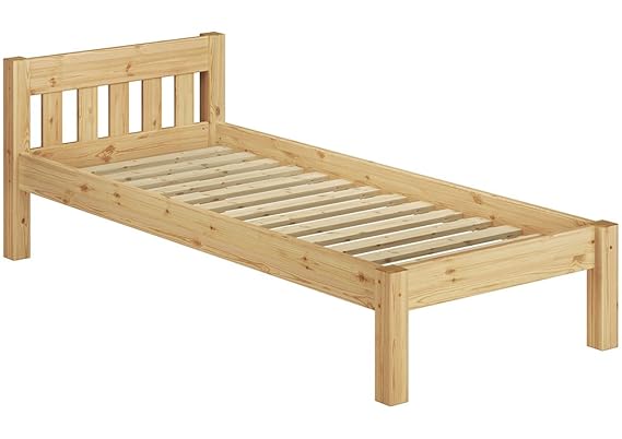 Erst-Holz® Jugendbett Einzelbett 80x200 Futonbett Kieferbett Massivholz Natur mit Rollrost 60.38-08