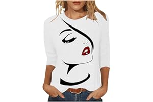 Kuluzego Women 3/4 Sleeve Tshirts Loose Fit Long Tops Tee for Women Crewneck Summer Fall Shirts 2024 Y2K 88