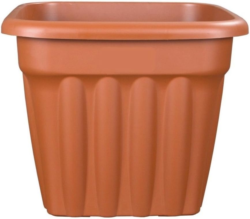 Muddy Hands 2 X Large Plant Pots Square Plastic Planters Saucers Outdoor Garden Tree Container 40cm Terracotta Amazon Co Uk Garden Outdoors