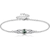 VONALA 925 Sterling Silver Celtic Bracelets for Women Irish Turquoise Moss Agate Rose Quartz Moonstone Bracelet Knot Viking Gemstone Mustard Seed Jewelry