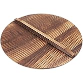 HOLIDYOYO Round Pot Cover Wooden Wok Lid 9 Inch Skillet Cover Cast Iron Pot Cooking Frying Pan Kitchen Accessories