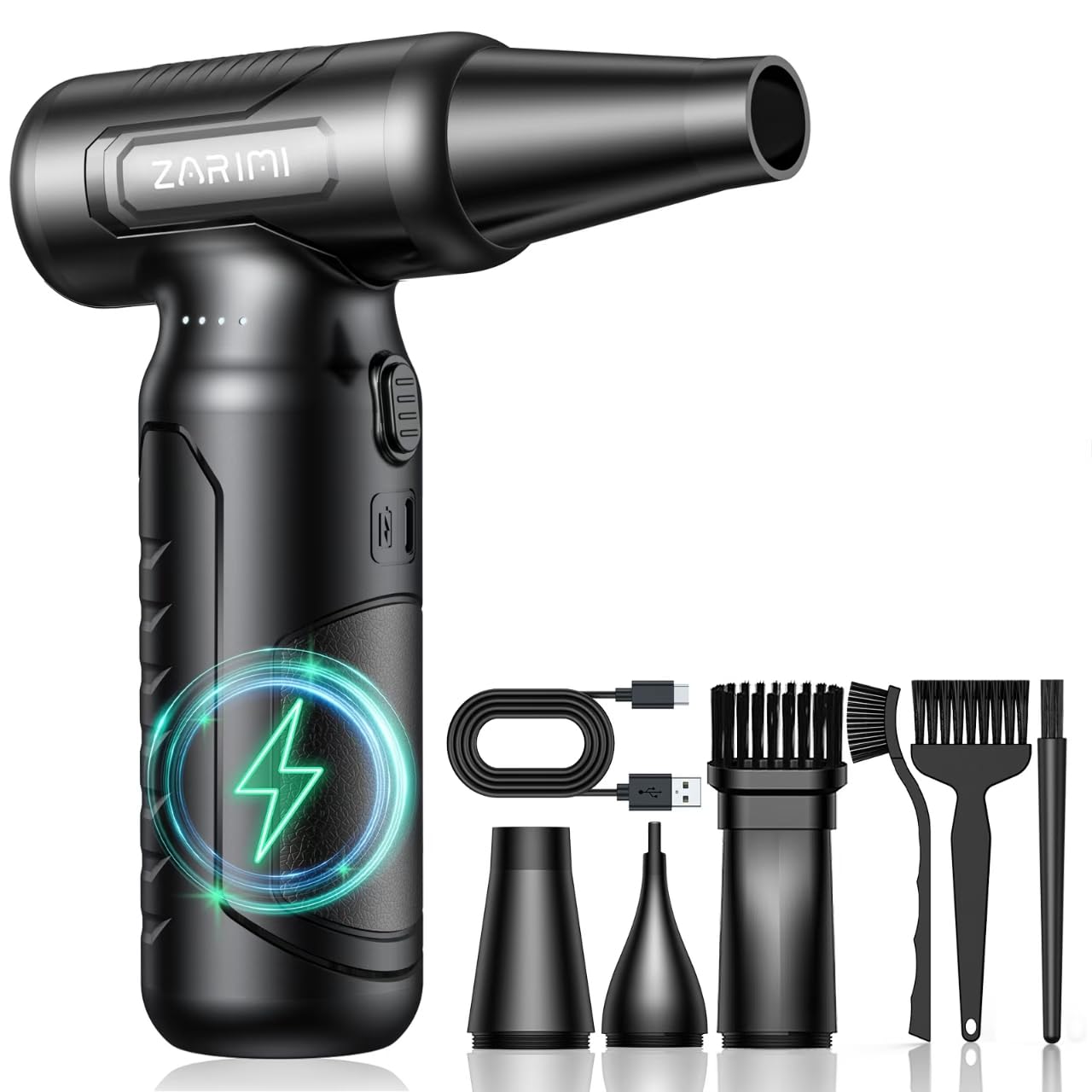 Photo 1 of Electric Compressed Air Duster - 33,0000 RPM High-Speed Air Blower Gun, Rechargeable Mini Turbo Fan Cordless for Keyboard, PC, Car, Home & Outdoor Cleaning Dust, Replaces Compressed Air Cans