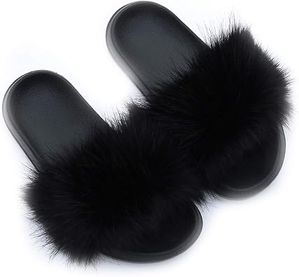 fluffy slip on sandals