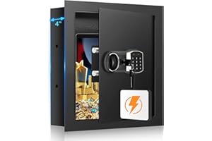 TISKGG Wall Safes Between the Studs Fireproof, Wall Safes with Digital Keypad and Key, Security Home Wall Safe for Your Firearms Money Medicine Valuables