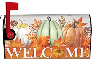 Anyako Fall Pumpkin Welcome Mailbox Covers Magnetic Standard Size 18" X 21" Thanksgiving Farmhouse Rustic Fall Magnetic Mailbox Cover Post Letter Box Mailbox Covers for Garden Yard