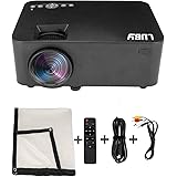 Luby Portable Movie Projector with Free Projector Screen Perfect for Fun Camping Neighborhood Gathering Backyard Movie
