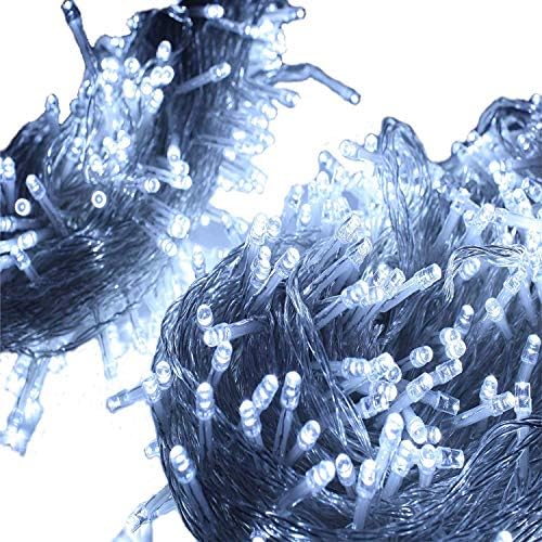 lawnko Led Christmas String Lights 500 LEDs Safe 30V 8 Modes 100M(328ft) Indoor and Outdoor String Lights Memory Function White