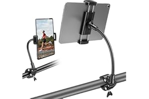 EEEKit Gooseneck Treadmill Tablet Holder, Adjustable Arm Clamp Mount for 4–13" Devices, Flexible Tablets Stand for Exercise B