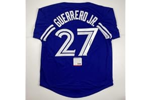 HOFSM.COM HALL OF FAME SPORTS MEMORABILIA Autographed/Signed Vladimir Vlad Guerrero Jr. Toronto Blue Baseball Jersey PSA/DNA COA