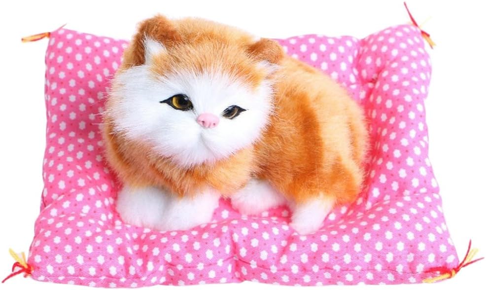 Sizet Simulation Cats Sleeping Cats with Sound Plush Orange Tabby Soft Toy Perfect 2020 New Year Gift