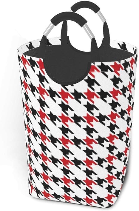 Cesto de lavandería, color negro, rojo, con dientes de perro, patrón
