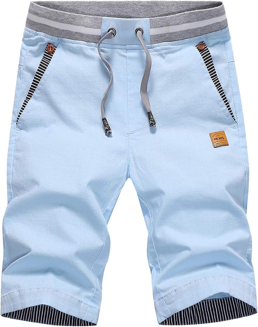 TansozerMen's Shorts Casual Classic Fit Drawstring Summer Beach Shorts with Elastic Waist and Pockets
