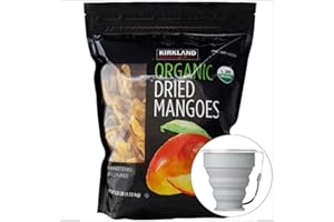 Kirkland Signature Organic Dried Mangoes, 2.5 lbs Item 1569365. Bundle with MORALZA Silicone Collapsible Cup 200ml - 2 Items.