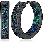 Viking Earrings for Men Women, Norse Viking Runes Hoop Earrings S925 Sterling Silver Norse Mythology Huggie Hoops Earrings Jewelry Gift