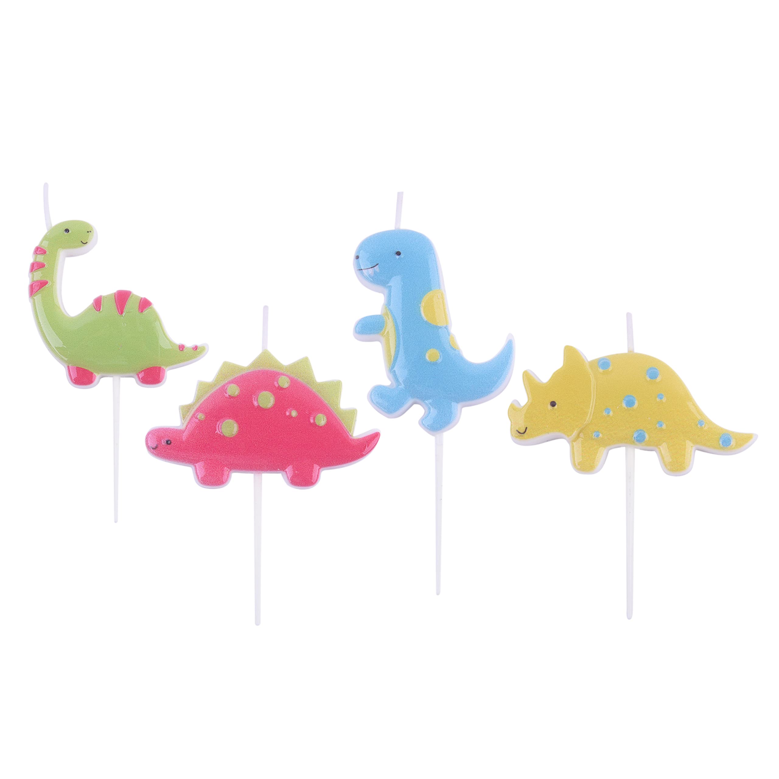 PME Dinosaur Party Pick Candles, Pack of 4, Multicolour (CA150),2 cm