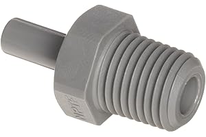 John Guest Acetal Copolymer Tube Fitting, Stem Adaptor, 1/4" Stem OD x 1/4" NPTF Male (Pack of 10)