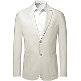 RONGKAI Mens Casual Linen Blazer Sports Coats Jacket for Men Slim Fit Two Button Lightweight Suit