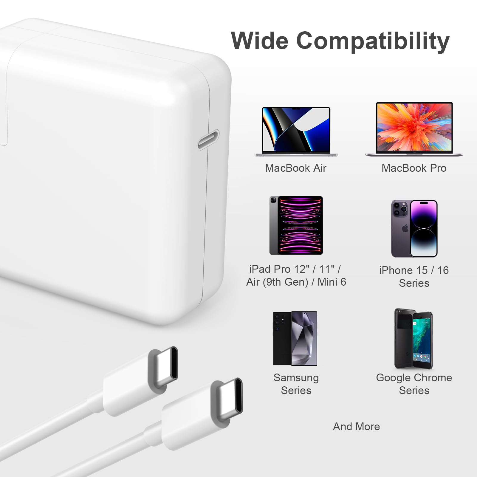 MacBook Ladekabel 67W Mac Book Ladegerät USB C - kompatibel mit MacBook Air MacBook Pro 13 14 15 16 Zoll 2024 2023 2022 2021 2020, M1 M2 M3, iPad und mehr (Schnell Netzteil mit 2,0 m Ladekabel)