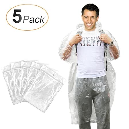 AGPTEK Regenponcho mit Kapuze, Einweg Regencape für Damen und Herren, Regen Poncho Cape für Wandern, Camping, Festivals und F