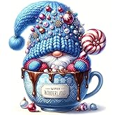 Merry Christmas Blue Gnome Floral PVC Vinyl Car Decals Stickers Waterproof Self-Adhesive Decals for Cars, Laptops, Trucks, Motorcycles Wall Window Luggage Scratch Cover Door Decor Sticker