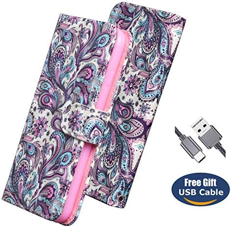 Aireratze Huawei Honor 10 case,Huawei Honor 10 cover, [Wallet Case] Premium Soft PU Leather [Smooth Glitter 3D Surface Cute Animal] Case Slim Flip Skin Cover for Huawei Honor 10(Mandala)+USB cable