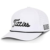 Curves &amp; Clubs Titties Golf Hat, Funny Rope Snapback for Men with USA Flag, Breathable Performance Golf Cap