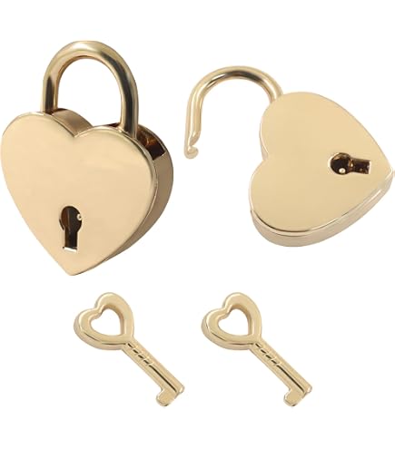 Unlorspy 10 Pcs Gold Mini Padlock with Key, Small Luggage Locks,32