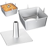 Vesici 10 Inch Square Tube Cake Pan with Cooling Feet Angel Food Cake Pan with Removable Bottom Non-stick Aluminum Alloy Pans for Baking Pound, Chiffon Cakes(Silver)