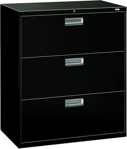 Amazon Com Hon Brigade 3 Drawer Filing Cabinet 600 Series Lateral Legal Or Letter File Cabinet Black H683 Furniture Decor