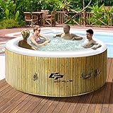 Goplus 4 Person Inflatable Hot Tub Outdoor Jets Portable Heated Bubble Massage Spa Set w/Filter & Repair Kit (Beige)