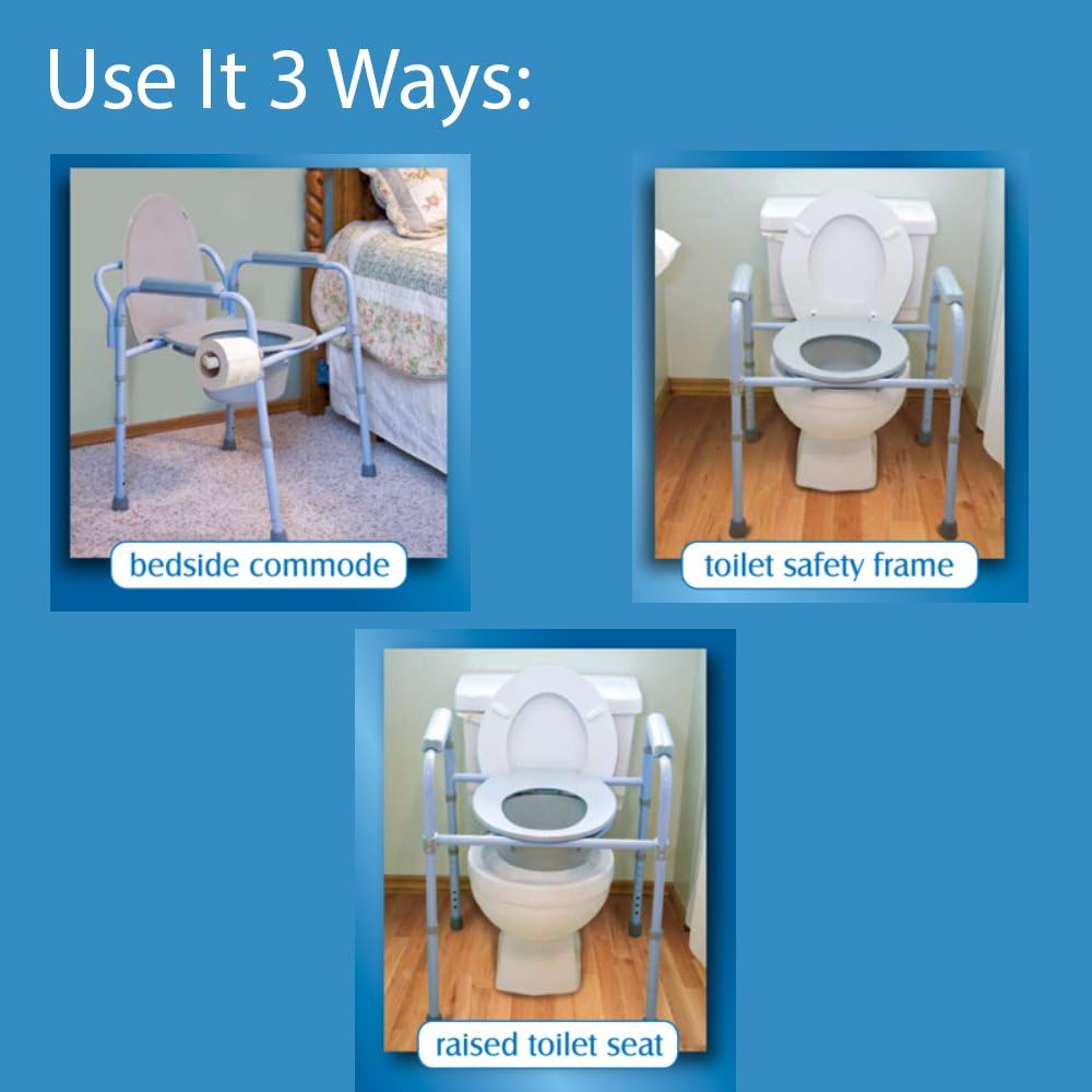 Carex 3-in-1 Folding Bedside Commode - Porta Potty for Adults - Portable Toilet for Camping: Health & Personal Care