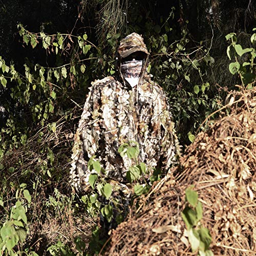 Waxaya 3D Bionic Maple Leaf Hunting Ghillie Suit Camouflage Sniper Clothing (XL/XXL Fit Tall 5.9-6.2ft, 3D Leaf Suit)