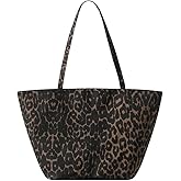 OCUH Oversized Leopard Prints Shoulder Bags for Women Deformable Canvas Large Capacity Shopping Totes (leopard,34 * 60 * 19 cm)