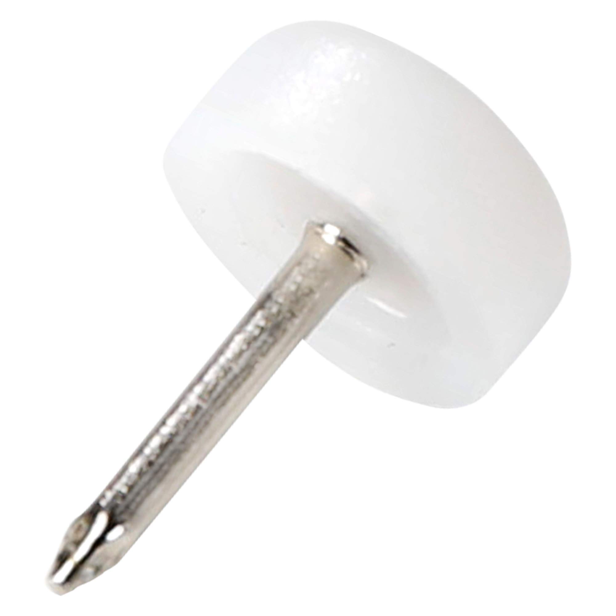 Adsamm® / 16 x Glides in plastic with nail | Ø 0,51'' (Ø 13 mm) | white | round | Premium quality furniture sliders with nail by Adsamm®