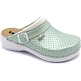LEON 3300 Leather Slip-on Womens Ladies Clogs Mule Slippers Shoes, Green, EU 39 (8.5M US Women)