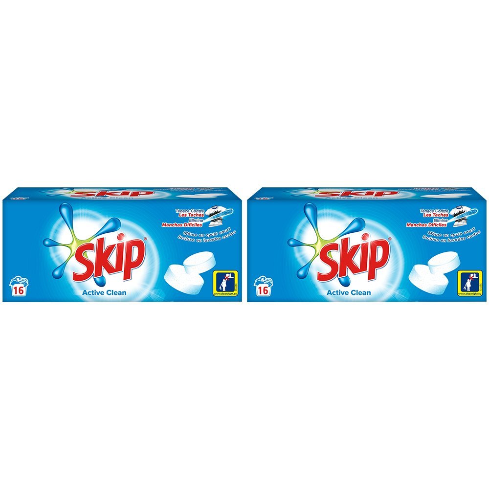 Skip Active Clean 2 Pack Laundry Detergent Tablets 32 Tablets / 16